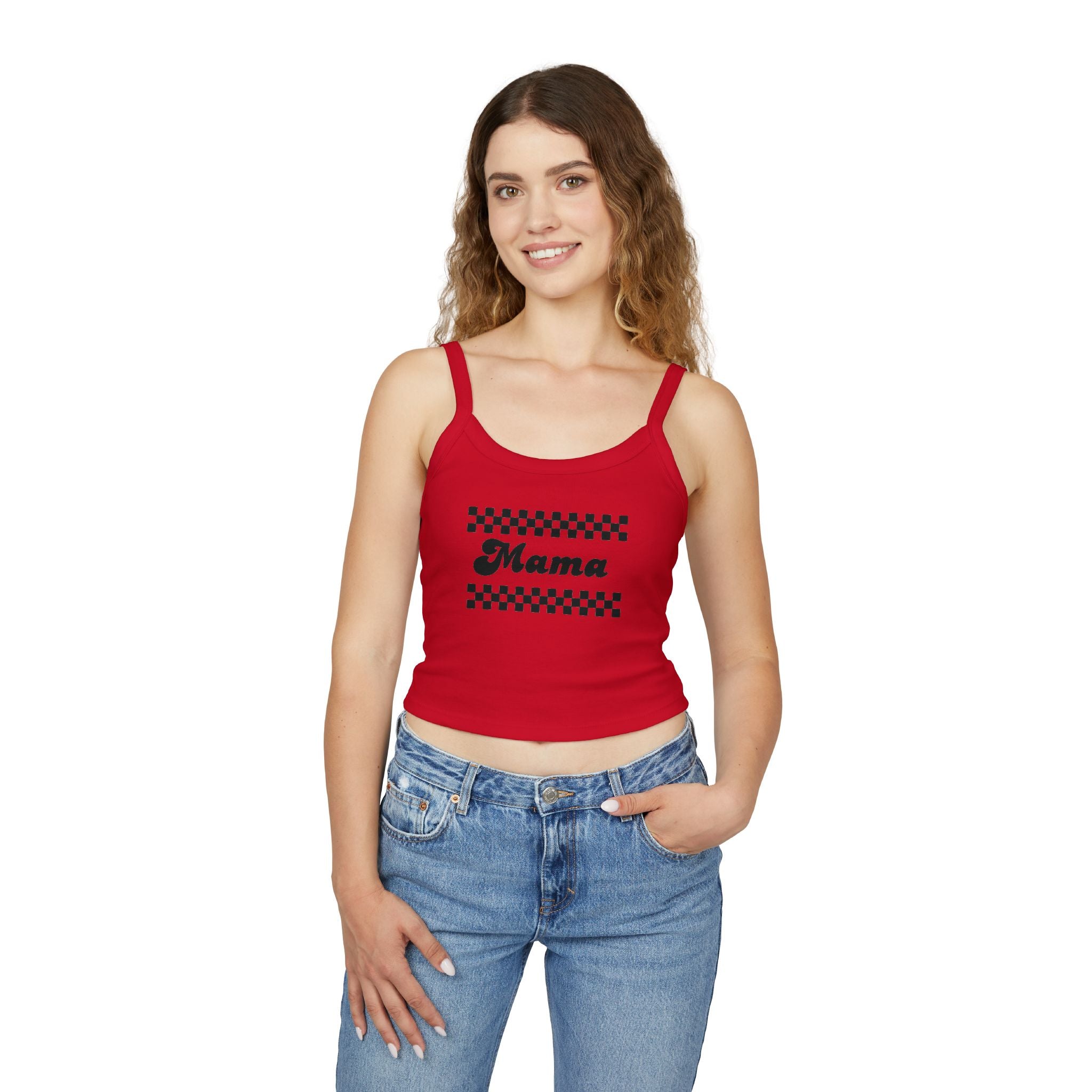 Mama Checkered Crop Tank Top