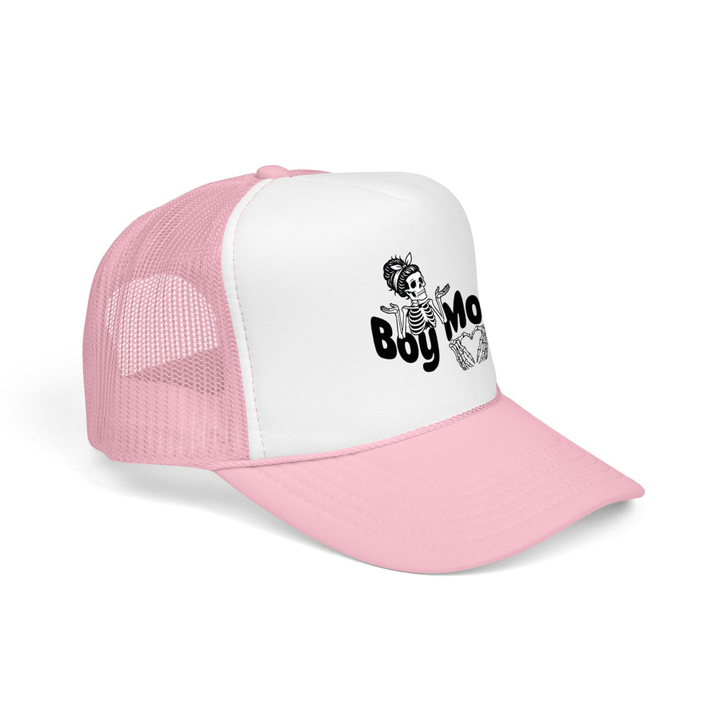 Boy Mom Trucker Hat — Skull & Heart Foam Mesh Cap for Proud Moms