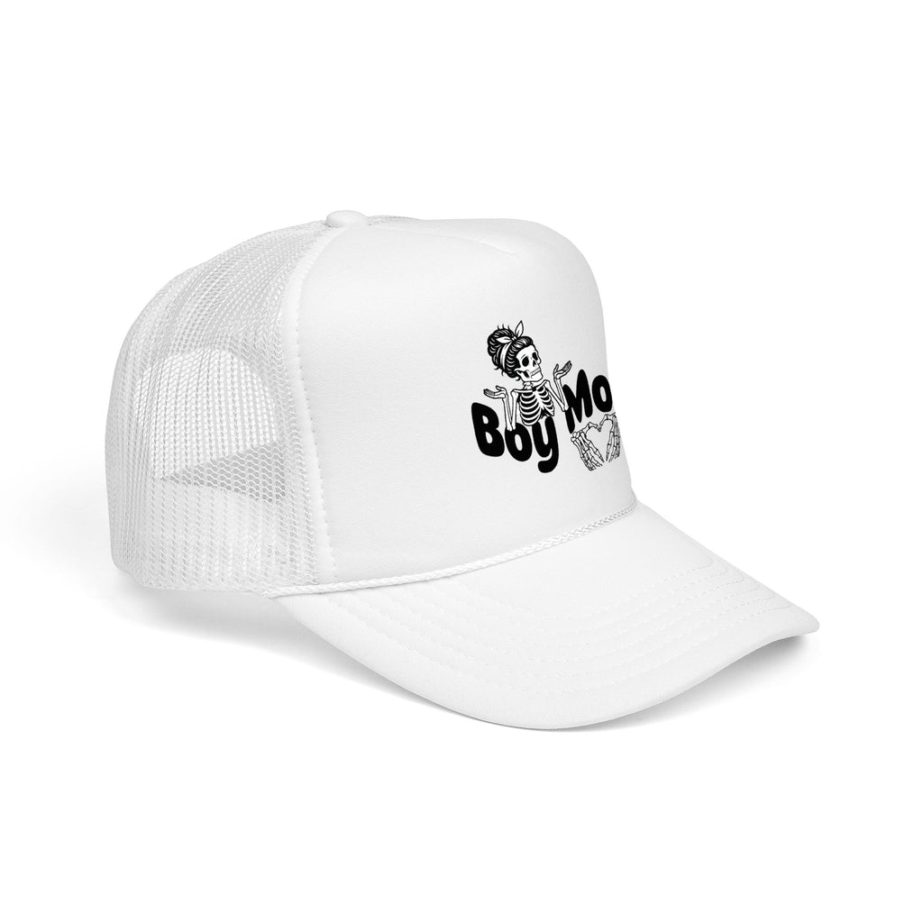 Boy Mom Trucker Hat — Skull & Heart Foam Mesh Cap for Proud Moms