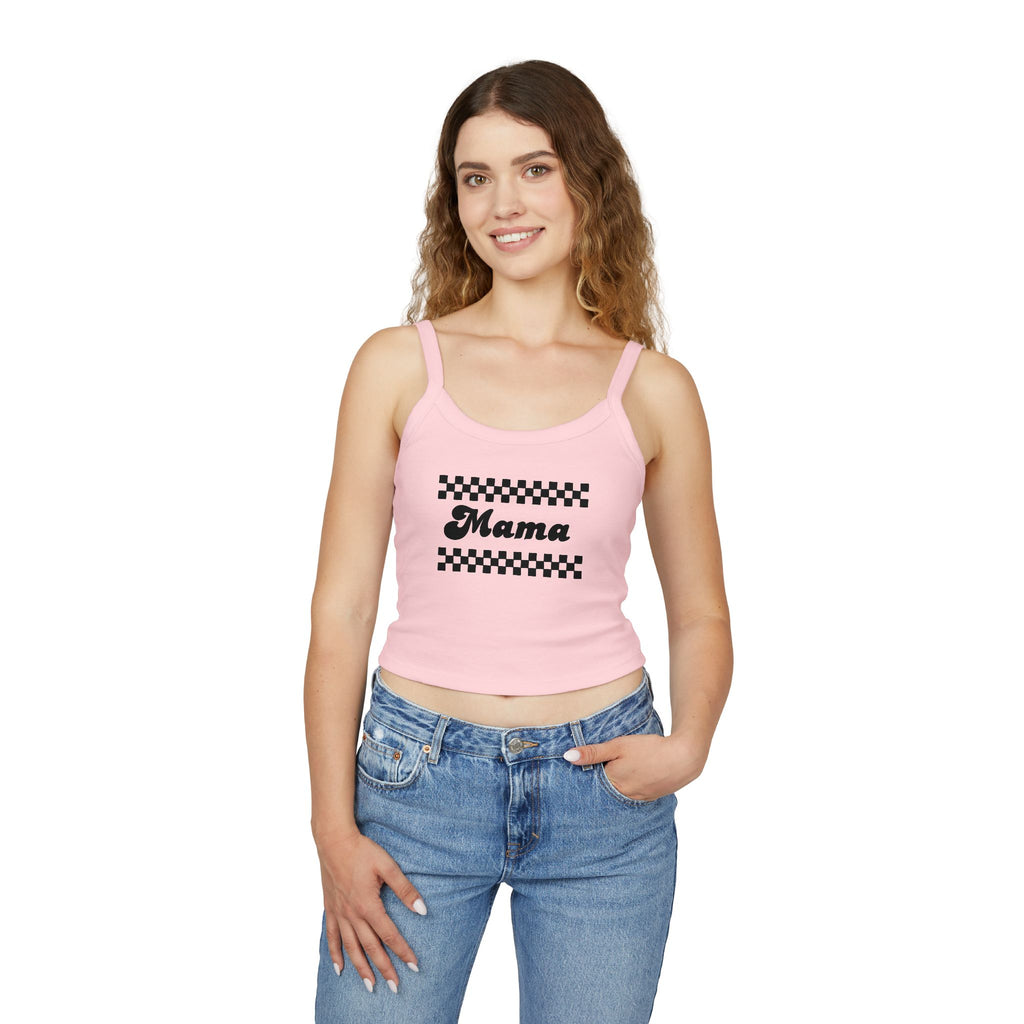 Mama Checkered Crop Tank Top