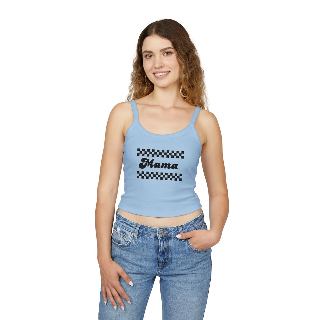 Mama Checkered Crop Tank Top