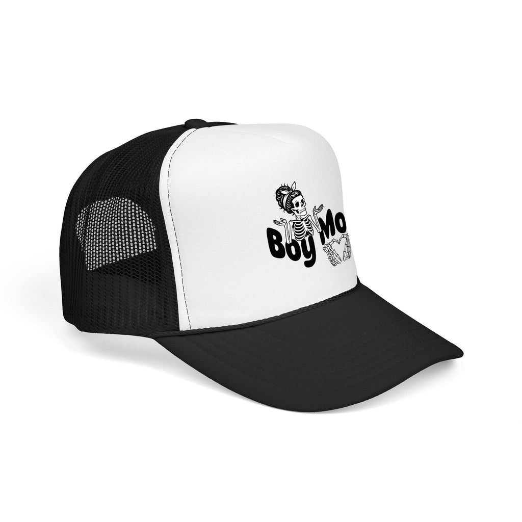 Boy Mom Trucker Hat — Skull & Heart Foam Mesh Cap for Proud Moms